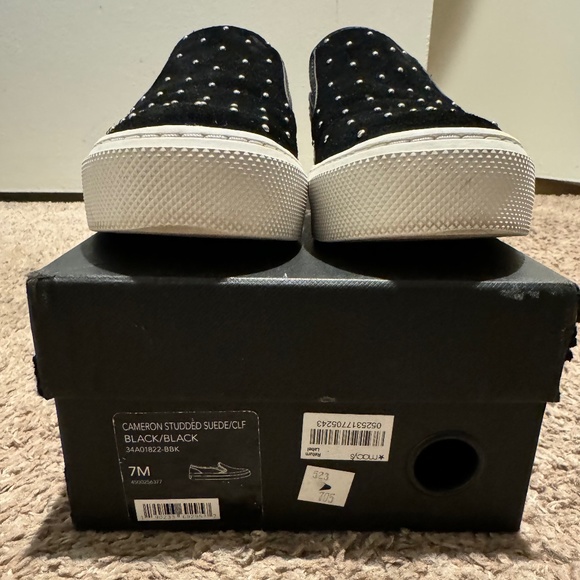 COACH Cameron Studded Suede Black Slip Ons - Picture 1 of 10